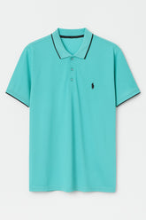 Men’s aqua green ribbed Oversized Polo Tee